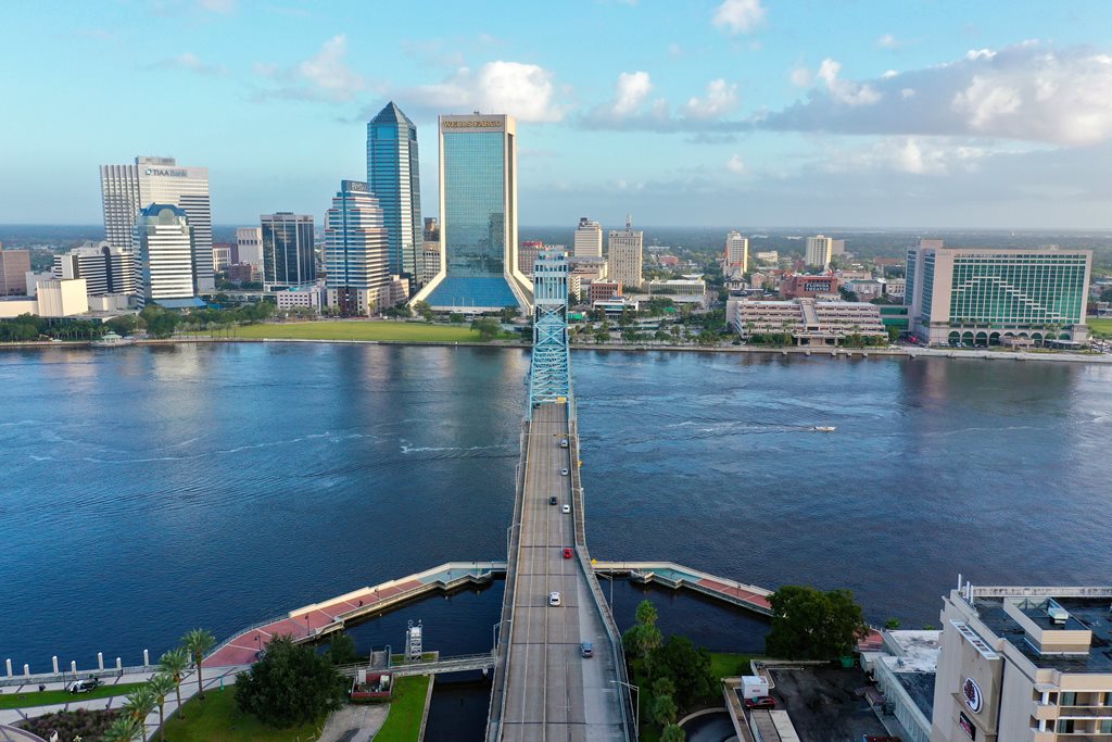 Image of Downtown Jacksonville Skyline, Including the North and Southbank as well as the St. Johns River