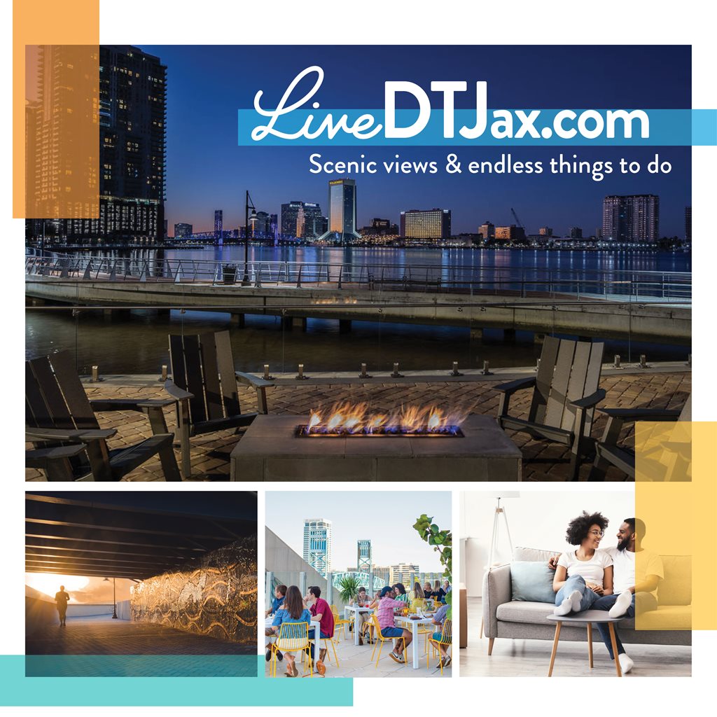 Graphic Promoting the LiveDTJax Sites. Graphic reads 