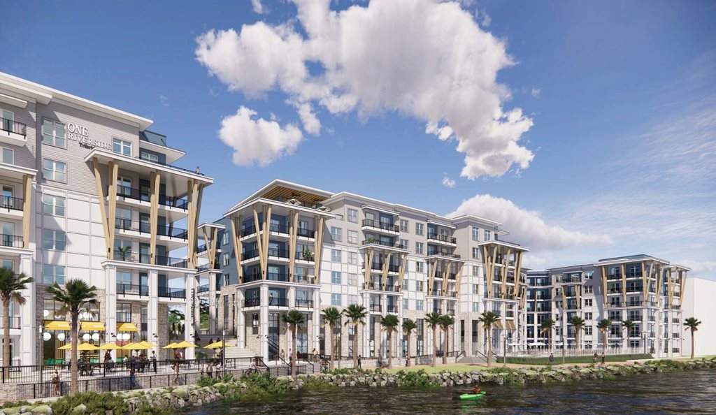 Rendering of One Riverside Ave Development, as seen from the St. Johns River