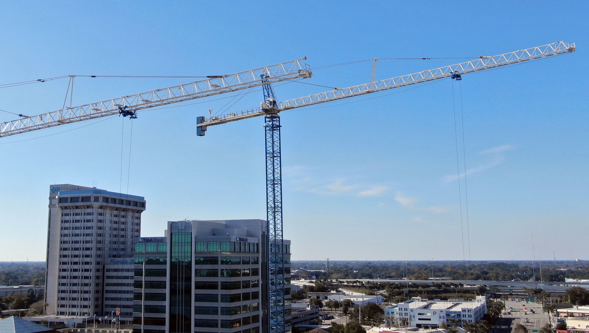 Construction cranes in Downtown Jacksonville